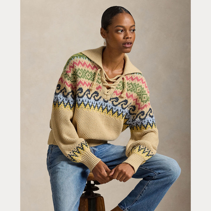 POLO Ralph Lauren Fair Isle Sweater – Beige-58% katoen, 34% wol, 5% nylon, 3% alpaca wol-DAMES TRUIEN & VESTEN-Beige