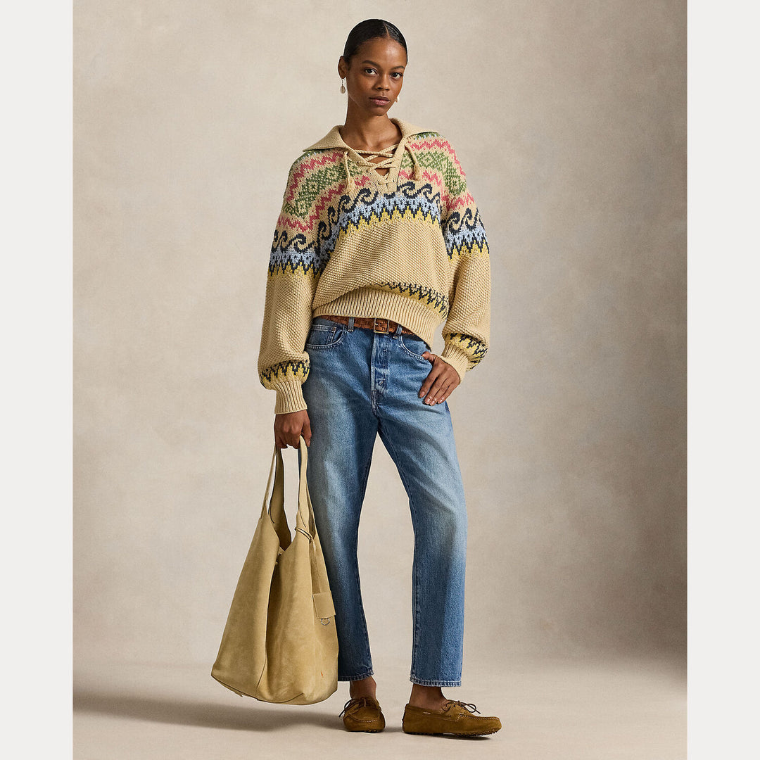 POLO Ralph Lauren Fair Isle Sweater – Beige-58% katoen, 34% wol, 5% nylon, 3% alpaca wol-DAMES TRUIEN & VESTEN-Beige