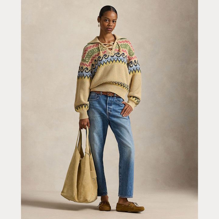 POLO Ralph Lauren Fair Isle Sweater – Beige-58% katoen, 34% wol, 5% nylon, 3% alpaca wol-DAMES TRUIEN & VESTEN-Beige