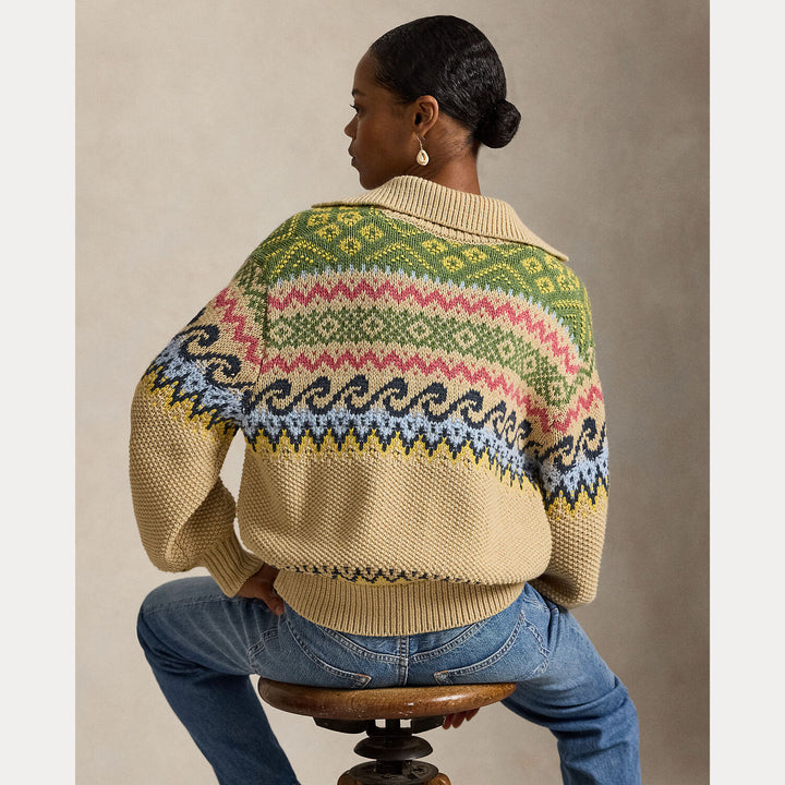 POLO Ralph Lauren Fair Isle Sweater – Beige-58% katoen, 34% wol, 5% nylon, 3% alpaca wol-DAMES TRUIEN & VESTEN-Beige