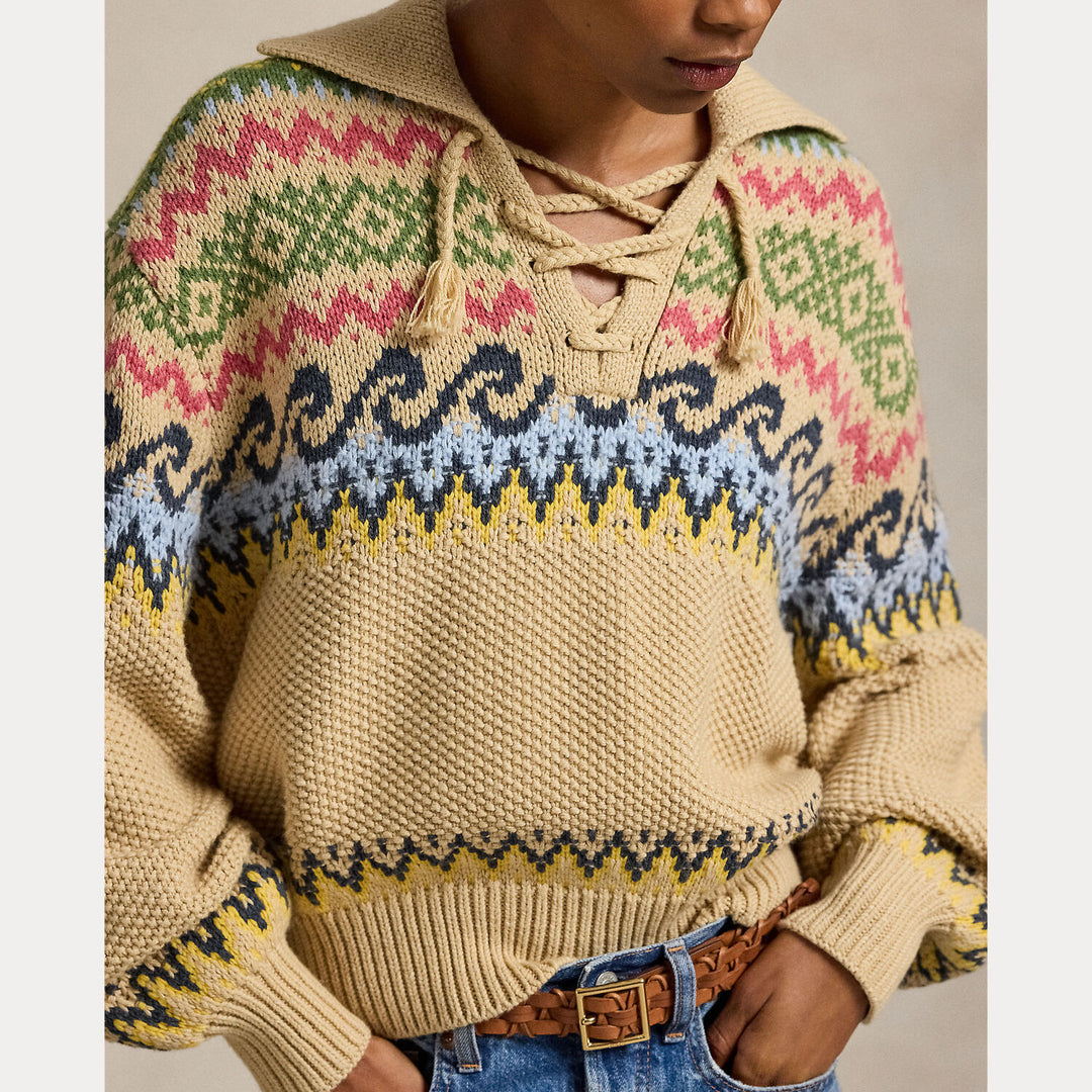 POLO Ralph Lauren Fair Isle Sweater – Beige-58% katoen, 34% wol, 5% nylon, 3% alpaca wol-DAMES TRUIEN & VESTEN-Beige