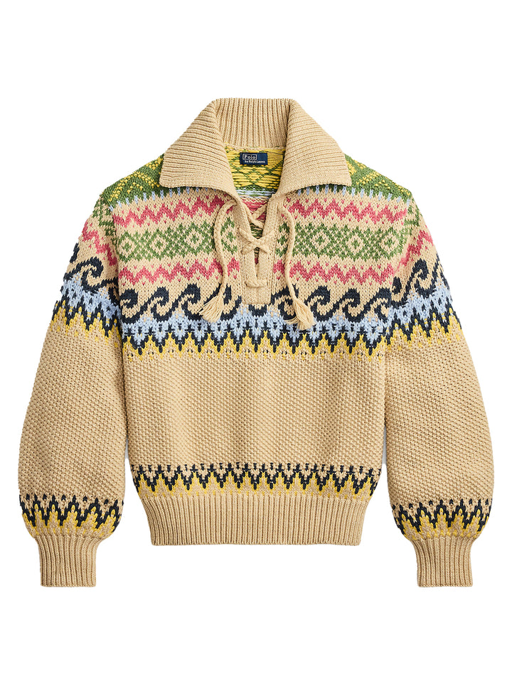 POLO Ralph Lauren Fair Isle Sweater – Beige-58% katoen, 34% wol, 5% nylon, 3% alpaca wol-DAMES TRUIEN & VESTEN-Beige