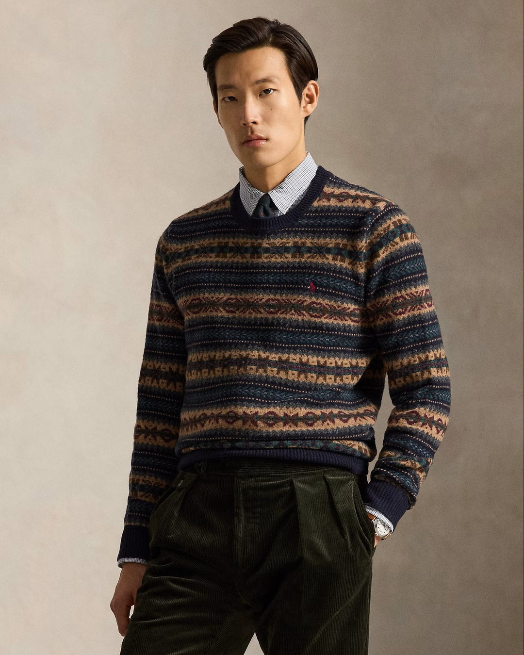 POLO Ralph Lauren Fair Isle Wollen Trui – Blauw-100% wol-HEREN TRUIEN & VESTEN-Blauw