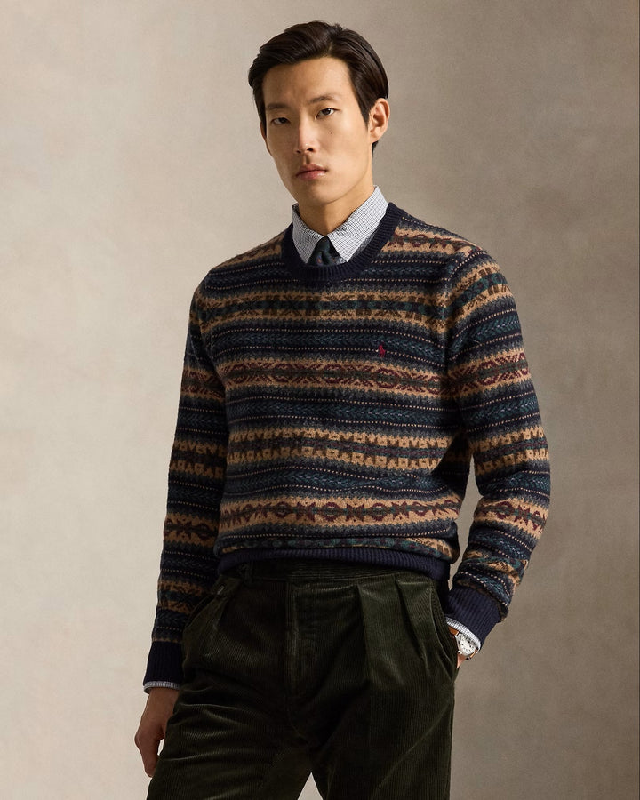 POLO Ralph Lauren Fair Isle Wollen Trui – Blauw-100% wol-HEREN TRUIEN & VESTEN-Blauw