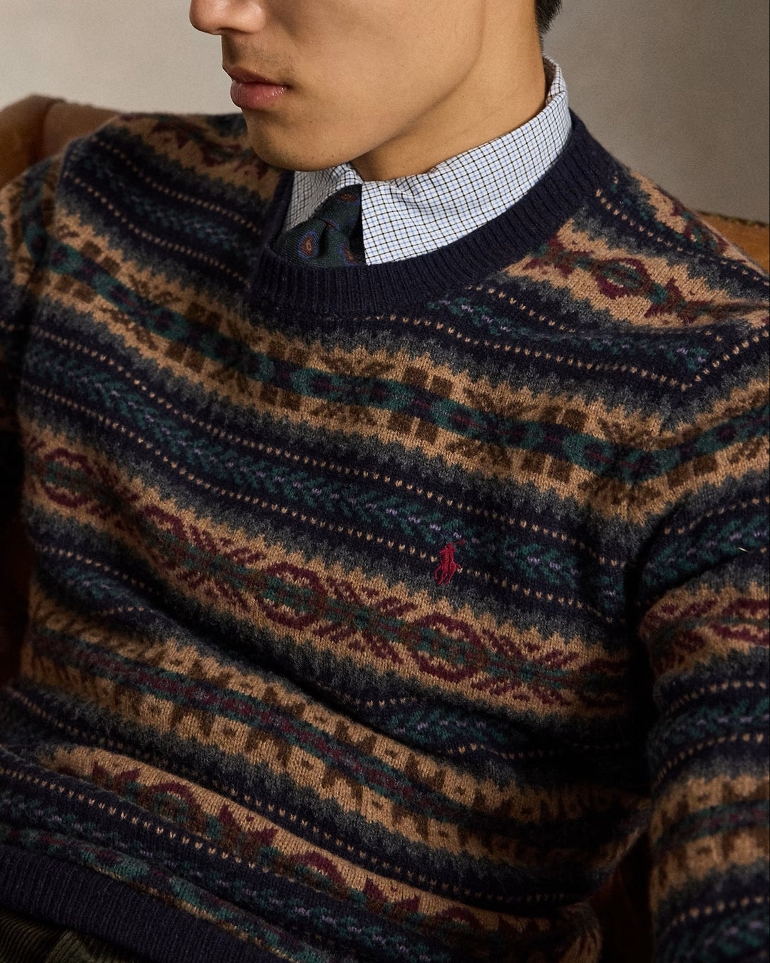 POLO Ralph Lauren Fair Isle Wollen Trui – Blauw-100% wol-HEREN TRUIEN & VESTEN-Blauw