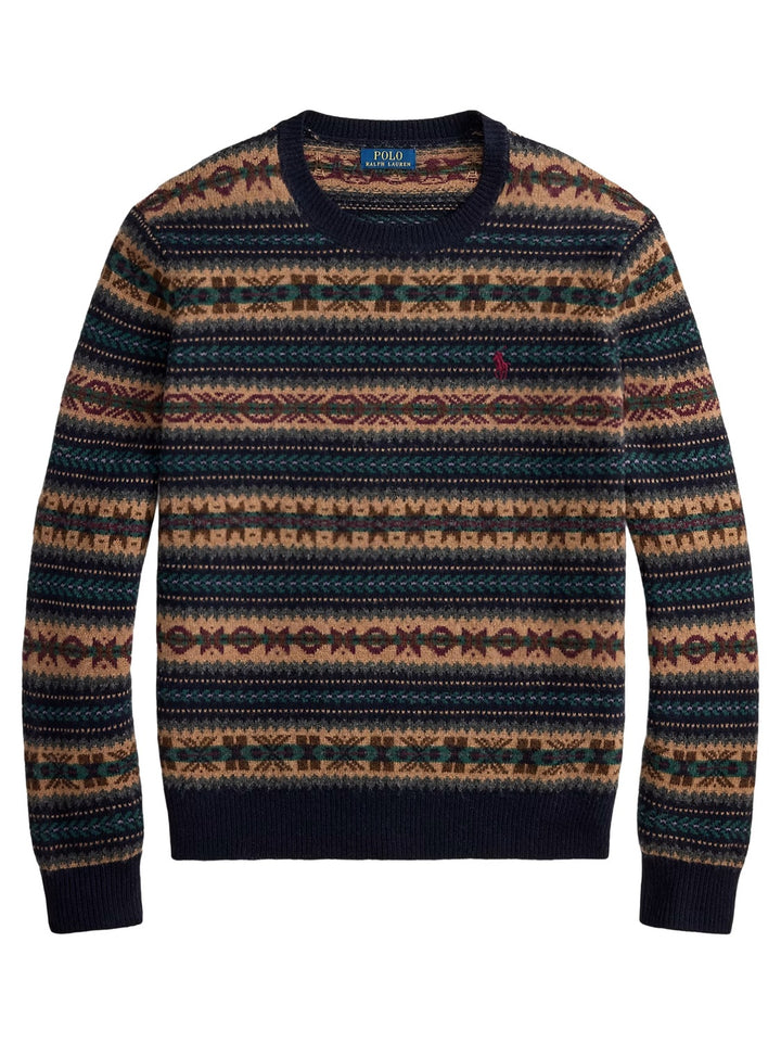 POLO Ralph Lauren Fair Isle Wollen Trui – Blauw-100% wol-HEREN TRUIEN & VESTEN-Blauw