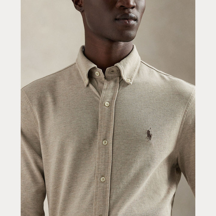 POLO Ralph Lauren Featherweight Mesh Shirt – Beige-100% katoen-HEREN SHIRTS-Beige