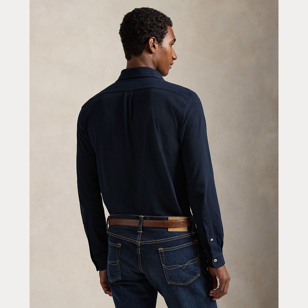 POLO Ralph Lauren Featherweight Mesh Shirt – Blauw-100% katoen-HEREN SHIRTS-Blauw