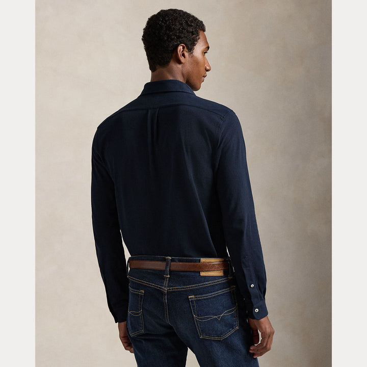 POLO Ralph Lauren Featherweight Mesh Shirt – Blauw-100% katoen-HEREN SHIRTS-Blauw