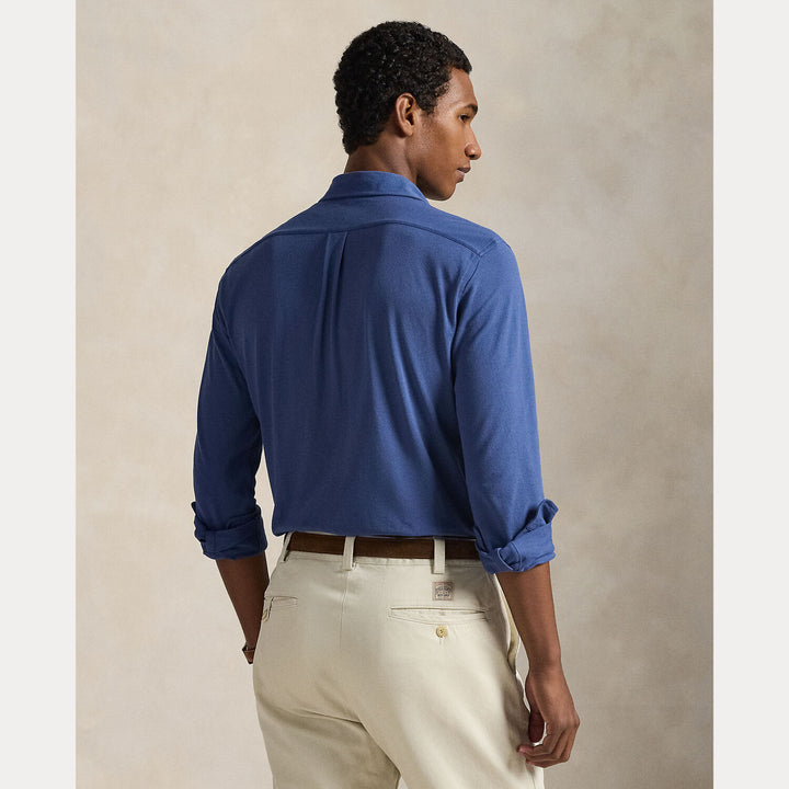 POLO Ralph Lauren Featherweight Mesh Shirt – Blauw-100% katoen-HEREN SHIRTS-Blauw