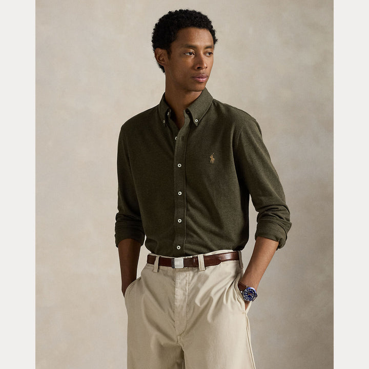 POLO Ralph Lauren Featherweight Mesh Shirt – Bruin-100% katoen-HEREN SHIRTS-Bruin