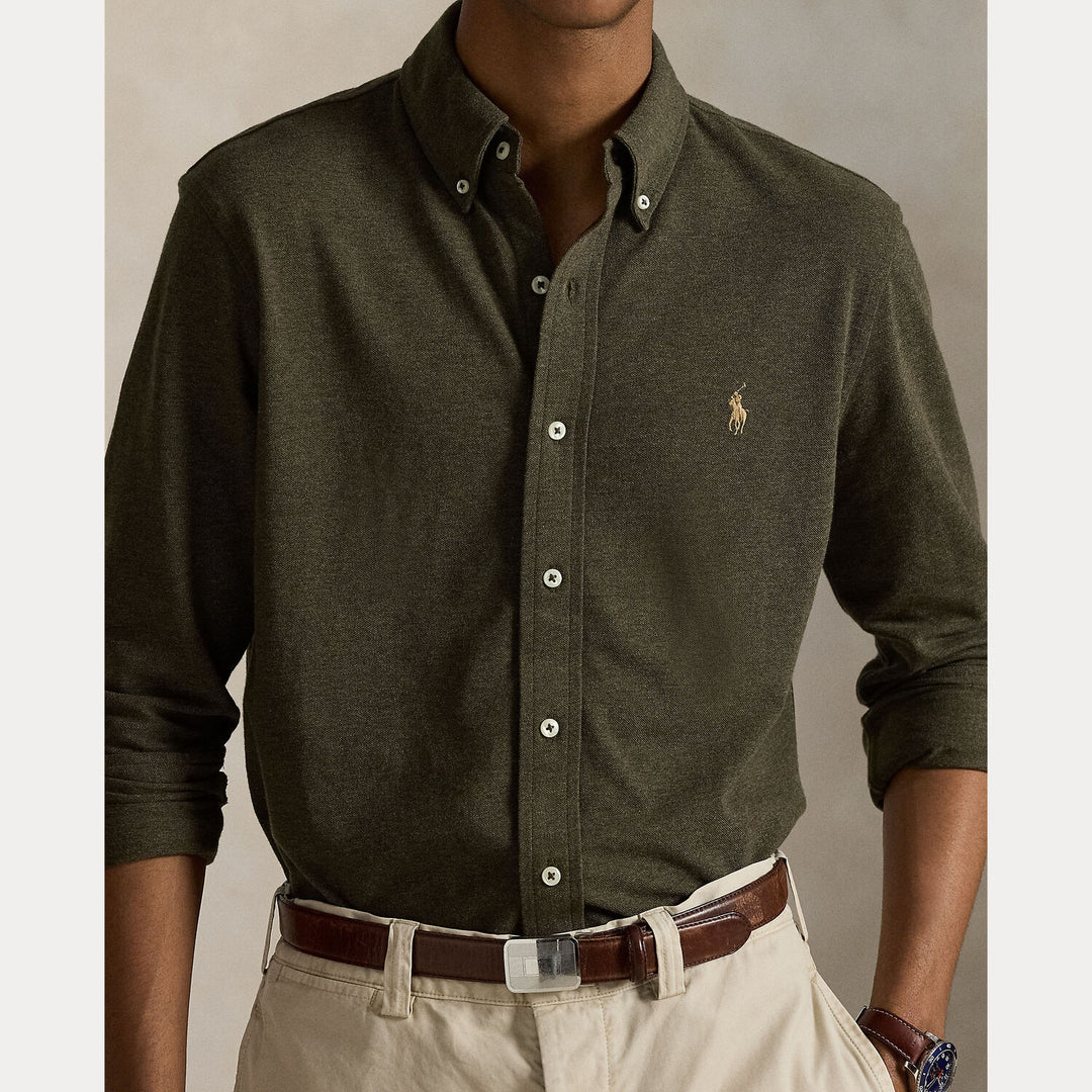 POLO Ralph Lauren Featherweight Mesh Shirt – Bruin-100% katoen-HEREN SHIRTS-Bruin