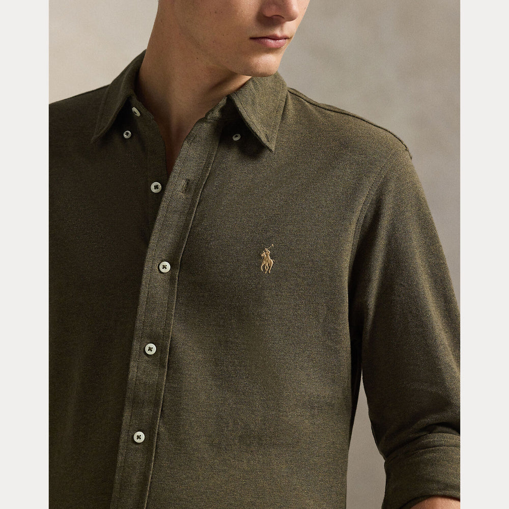 POLO Ralph Lauren Featherweight Mesh Shirt – Groen-100% katoen-HEREN SHIRTS-Groen