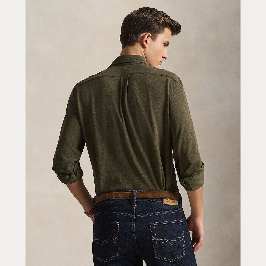 POLO Ralph Lauren Featherweight Mesh Shirt – Groen-100% katoen-HEREN SHIRTS-Groen