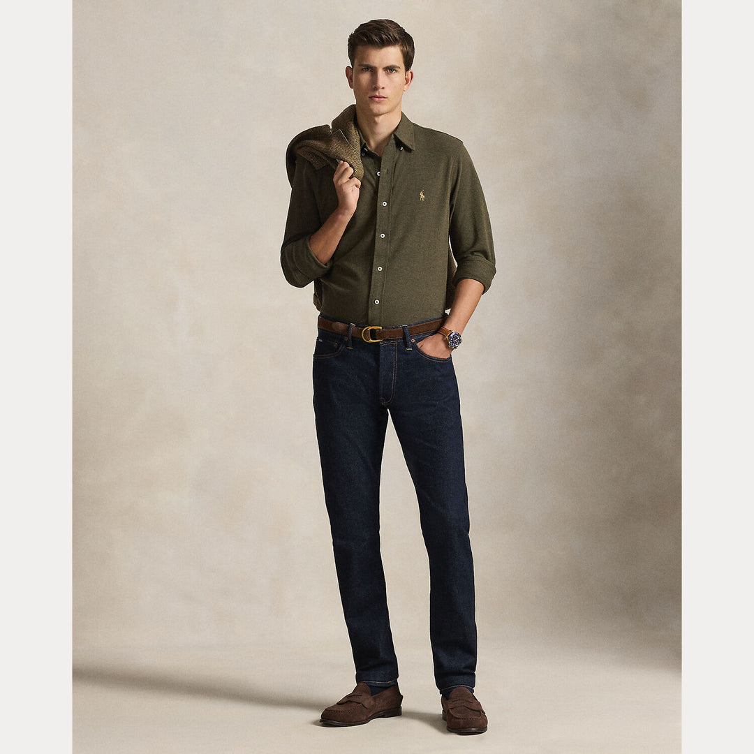 POLO Ralph Lauren Featherweight Mesh Shirt – Groen-100% katoen-HEREN SHIRTS-Groen