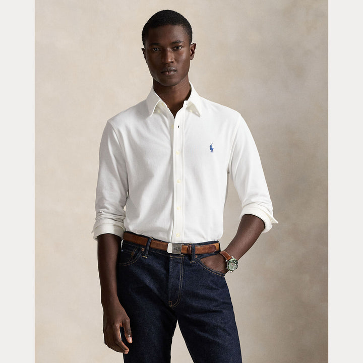 POLO Ralph Lauren Featherweight Mesh Shirt – Wit-100% katoen-HEREN SHIRTS-Wit