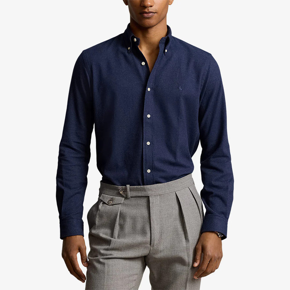 POLO Ralph Lauren flanel shirt-65% Katoen<br />35 % Polyester-HEREN SHIRTS-Blauw