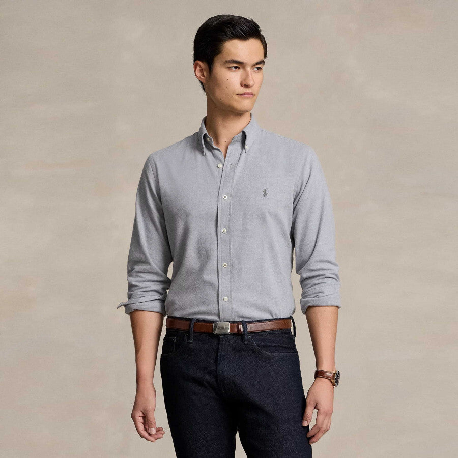 POLO Ralph Lauren flanel shirt-65% Katoen<br />35 % Polyester-HEREN SHIRTS-Grijs