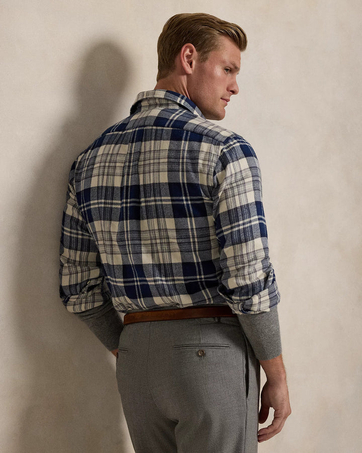 POLO Ralph Lauren flanellen shirt custom fit-100% Katoen-HEREN SHIRTS-Blauw