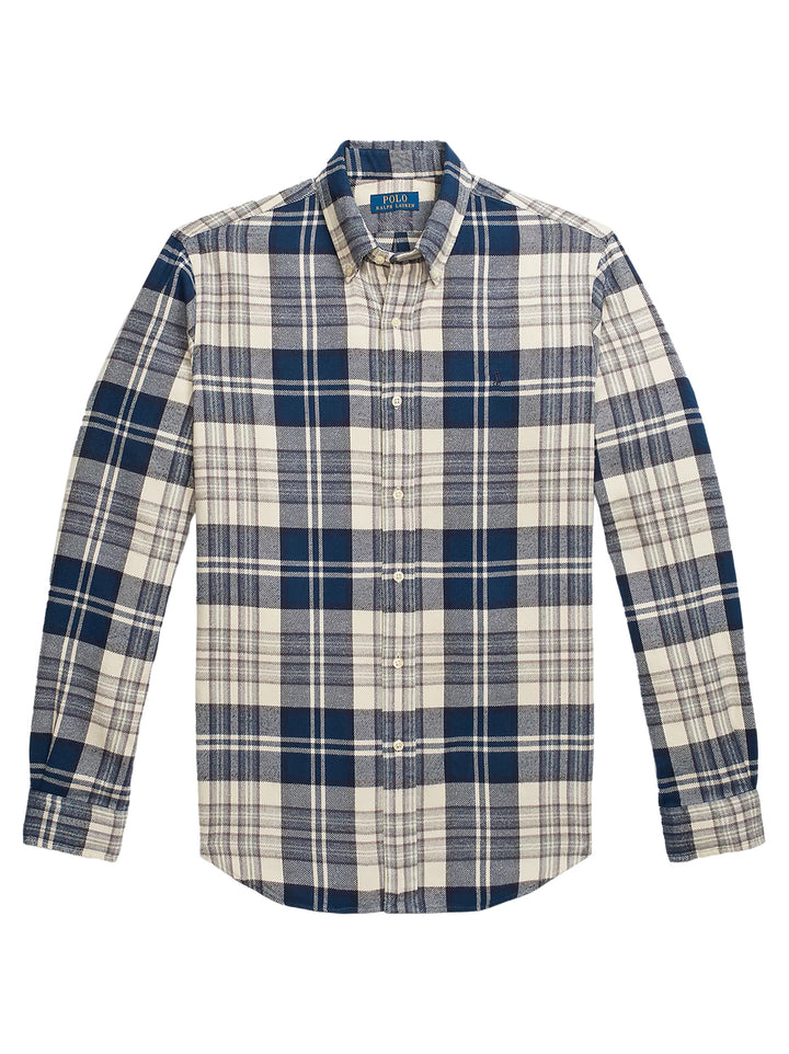 POLO Ralph Lauren flanellen shirt custom fit-100% Katoen-HEREN SHIRTS-Blauw