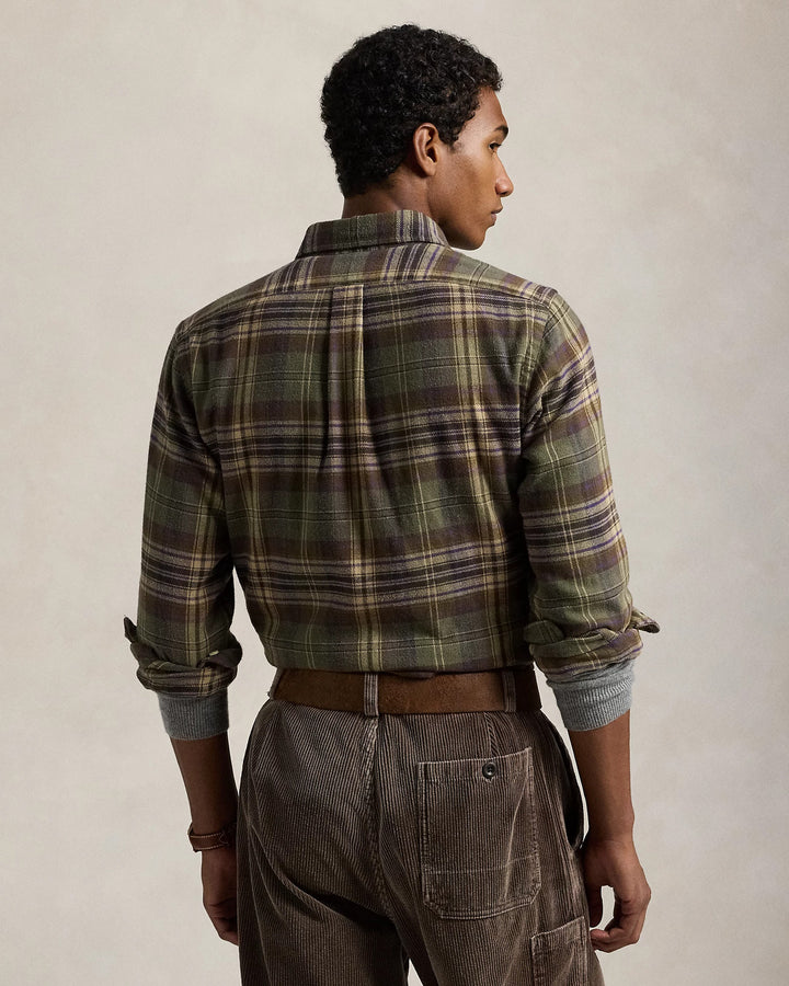 POLO Ralph Lauren flanellen shirt custom fit-100% Katoen-HEREN SHIRTS-Groen
