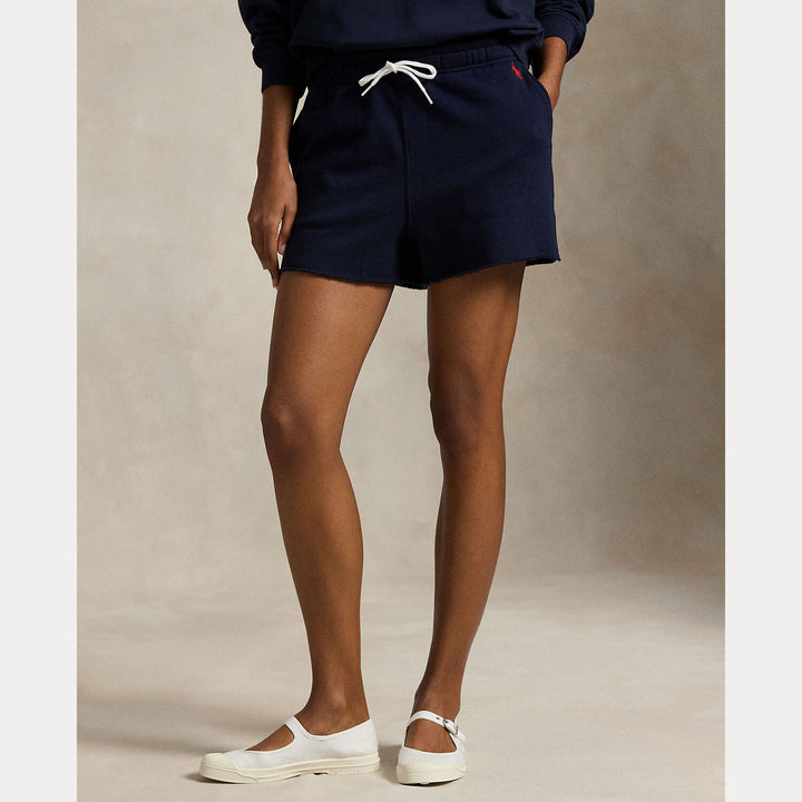 POLO Ralph Lauren Fleece Drawstring Short - Blauw-84% katoen, 16% polyester-DAMES BROEKEN-Blauw