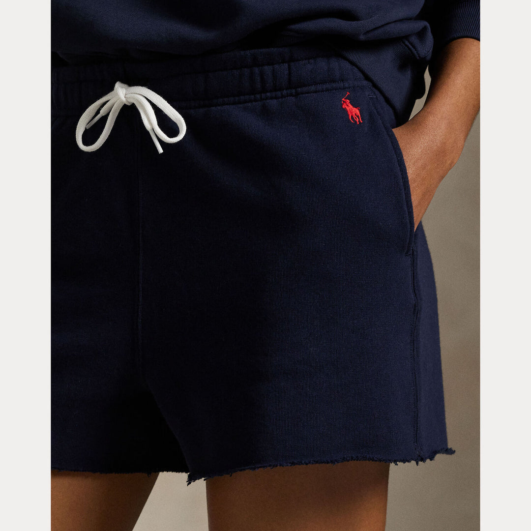 POLO Ralph Lauren Fleece Drawstring Short - Blauw-84% katoen, 16% polyester-DAMES BROEKEN-Blauw