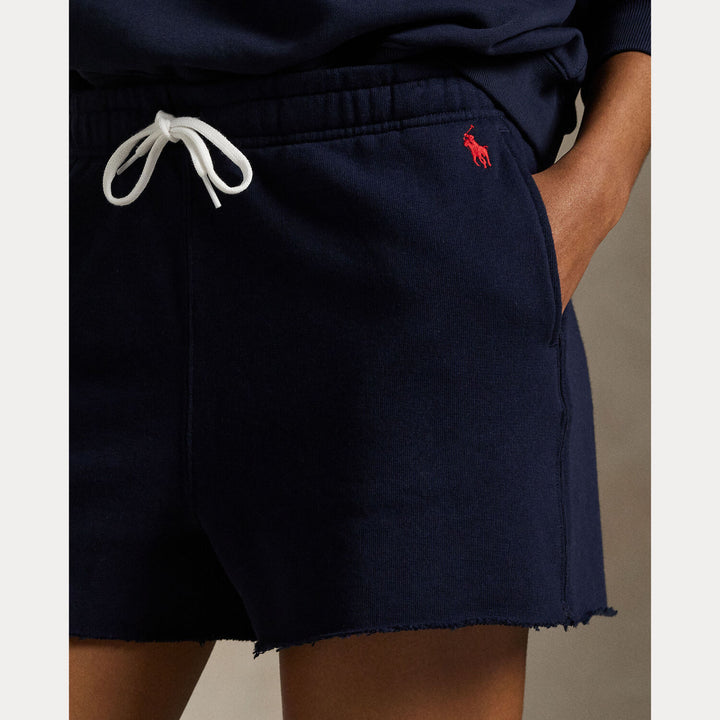 POLO Ralph Lauren Fleece Drawstring Short - Blauw-84% katoen, 16% polyester-DAMES BROEKEN-Blauw