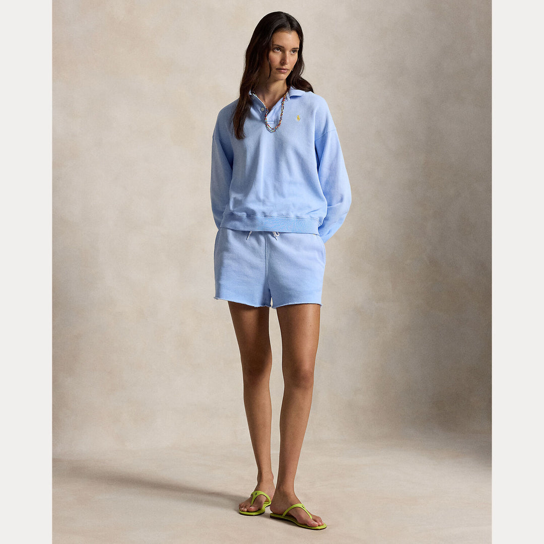 POLO Ralph Lauren Fleece Drawstring Short - Blauw-84% katoen, 16% polyester-DAMES BROEKEN-Blauw