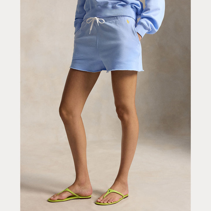 POLO Ralph Lauren Fleece Drawstring Short - Blauw-84% katoen, 16% polyester-DAMES BROEKEN-Blauw