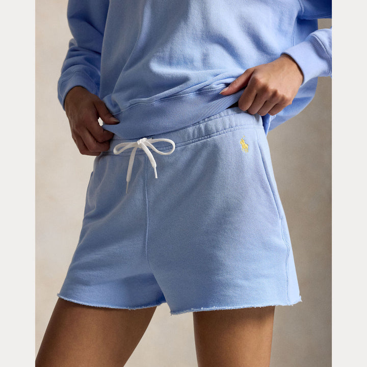 POLO Ralph Lauren Fleece Drawstring Short - Blauw-84% katoen, 16% polyester-DAMES BROEKEN-Blauw