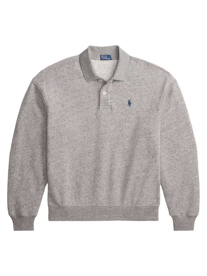 POLO Ralph Lauren fleece long-sleeve polo – Grijs-84% katoen, 16% polyester-DAMES TRUIEN & VESTEN-Grijs