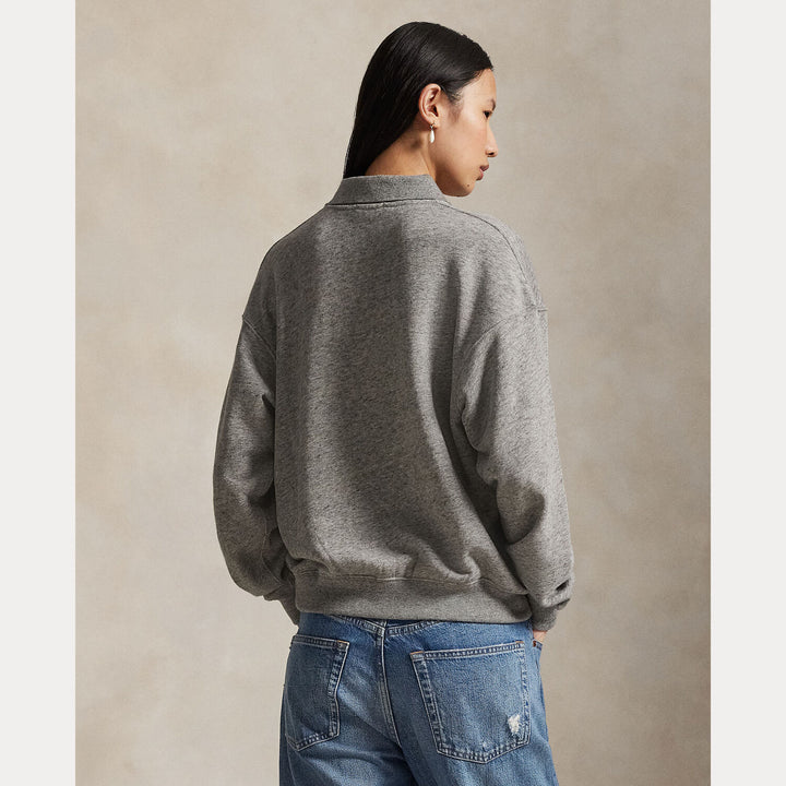 POLO Ralph Lauren fleece long-sleeve polo – Grijs-84% katoen, 16% polyester-DAMES TRUIEN & VESTEN-Grijs