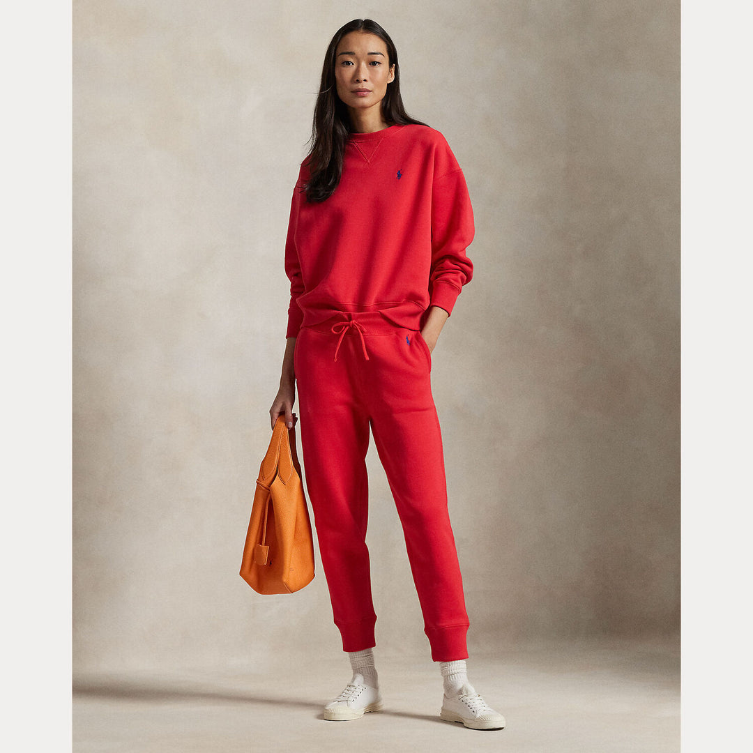 POLO Ralph Lauren fleece sweatshirt met ronde hals-Model: 83% katoen, 17% polyester.-DAMES TRUIEN & VESTEN-Rood