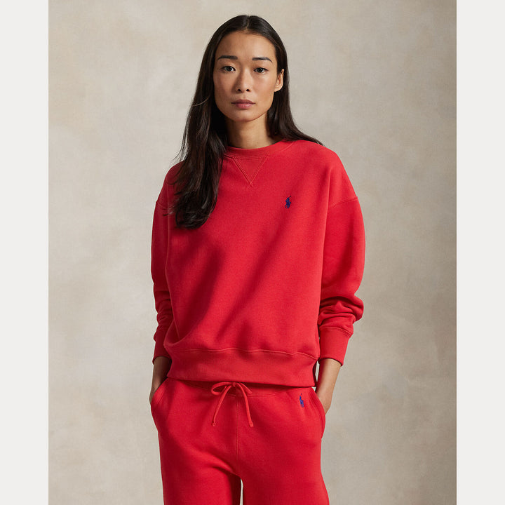 POLO Ralph Lauren fleece sweatshirt met ronde hals-Model: 83% katoen, 17% polyester.-DAMES TRUIEN & VESTEN-Rood