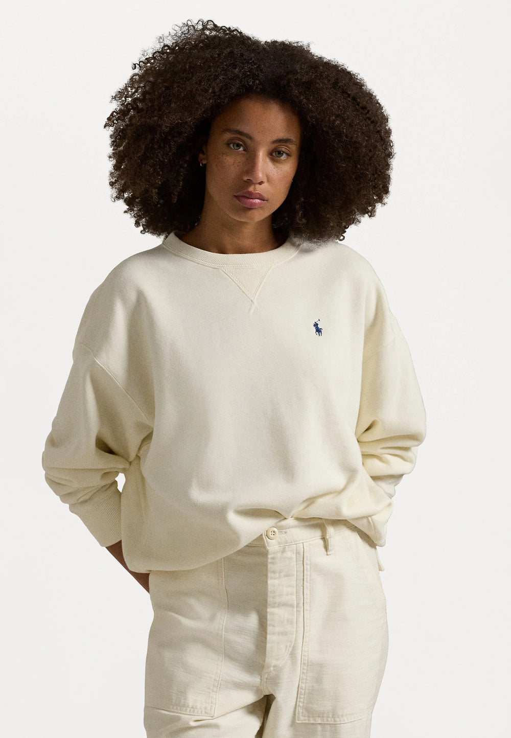 POLO Ralph Lauren fleece sweatshirt met ronde hals-Model: 83% katoen, 17% polyester.-DAMES TRUIEN & VESTEN-Room