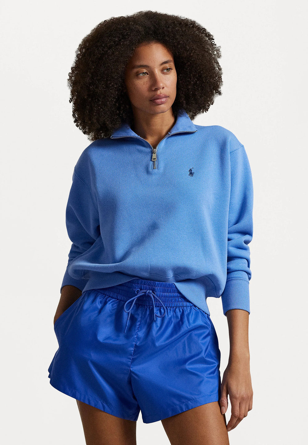 POLO Ralph Lauren fleece trui met kwartrits-Outer fabric material: 84% cotton, 16% polyester<br />Fabric: Sweat<br />Care