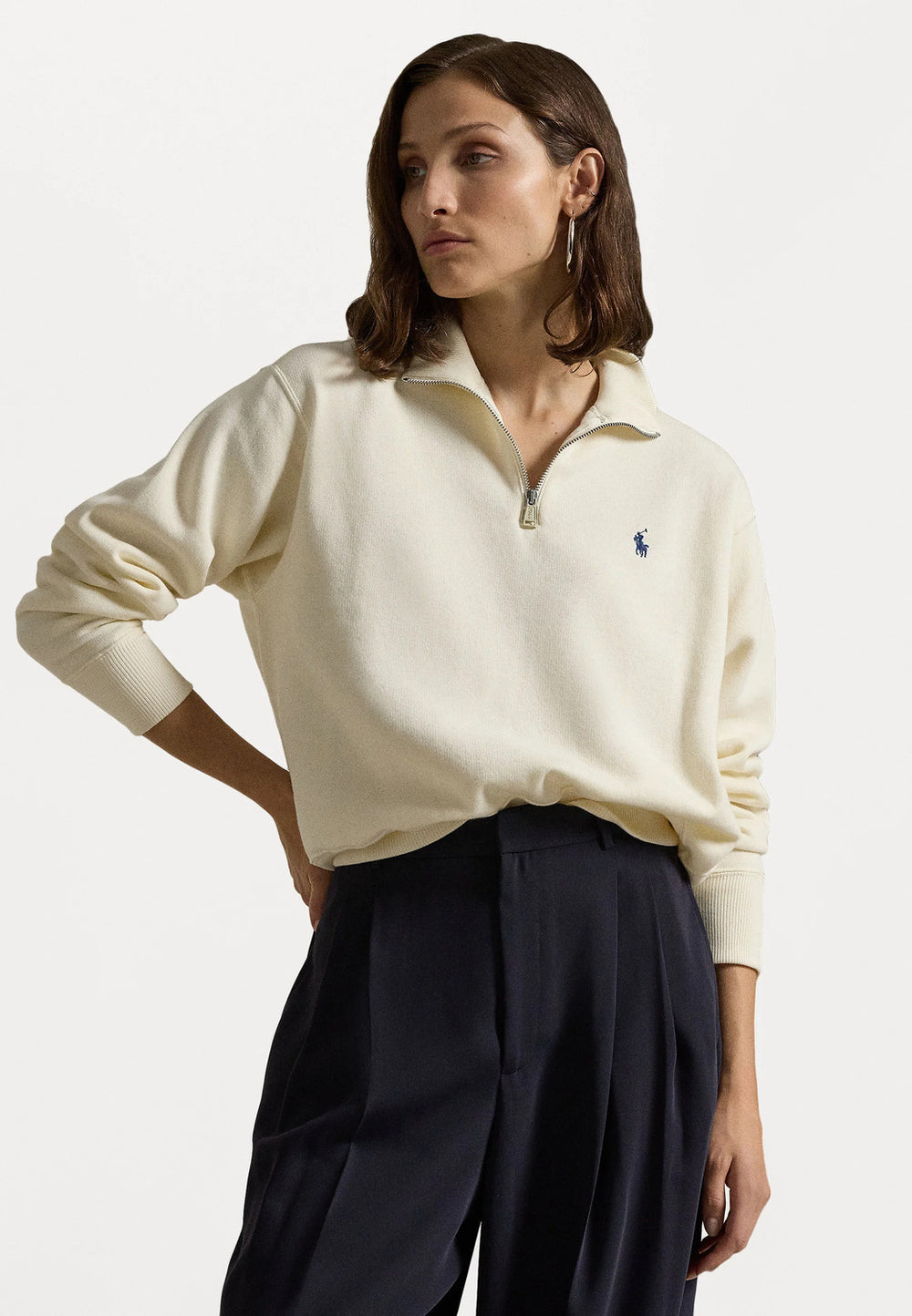 POLO Ralph Lauren fleece trui met kwartrits-Outer fabric material: 84% cotton, 16% polyester<br />Fabric: Sweat<br />Care