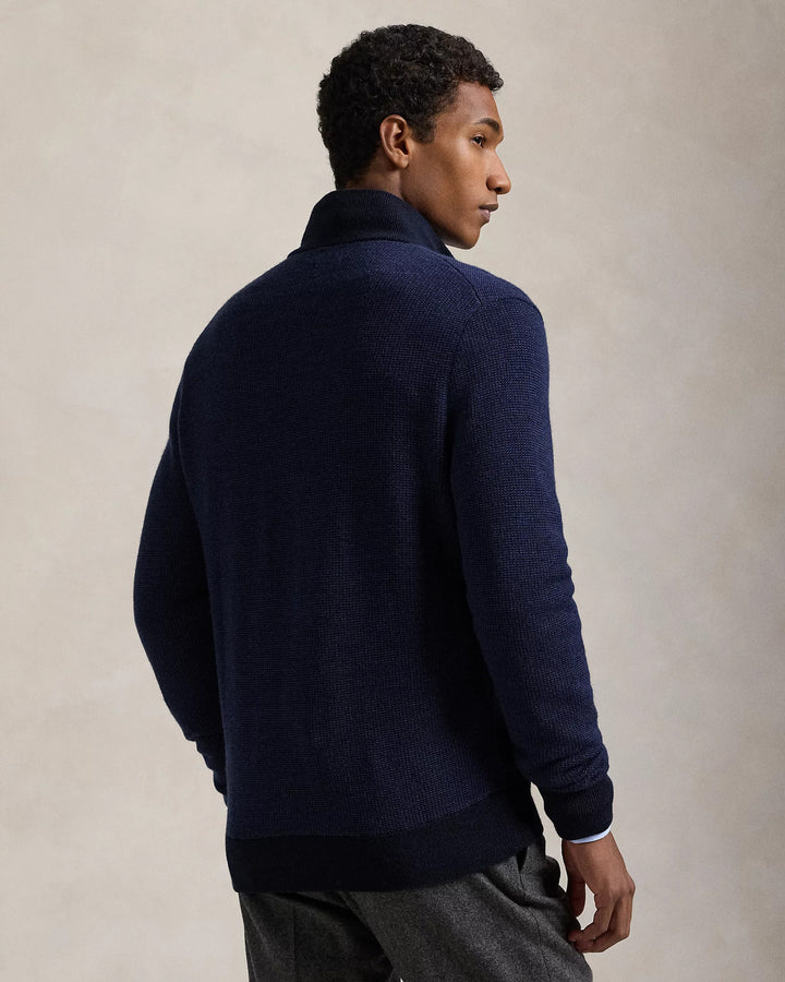 POLO Ralph Lauren Full Zip -100% Wol-HEREN TRUIEN & VESTEN-Blauw