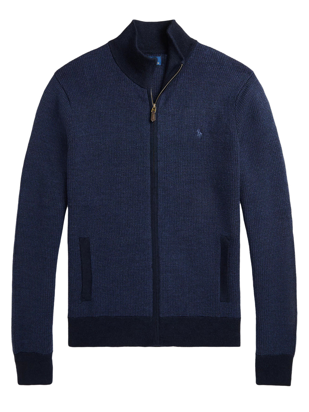 POLO Ralph Lauren Full Zip -100% Wol-HEREN TRUIEN & VESTEN-Blauw