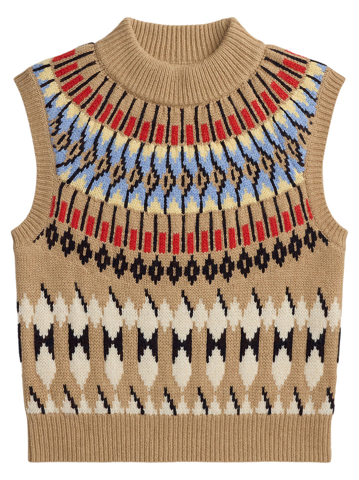 POLO Ralph Lauren Geo-Motif Mockneck Spencer – Bru-94% wol, 6% kasjmier-DAMES TRUIEN & VESTEN-Bruin