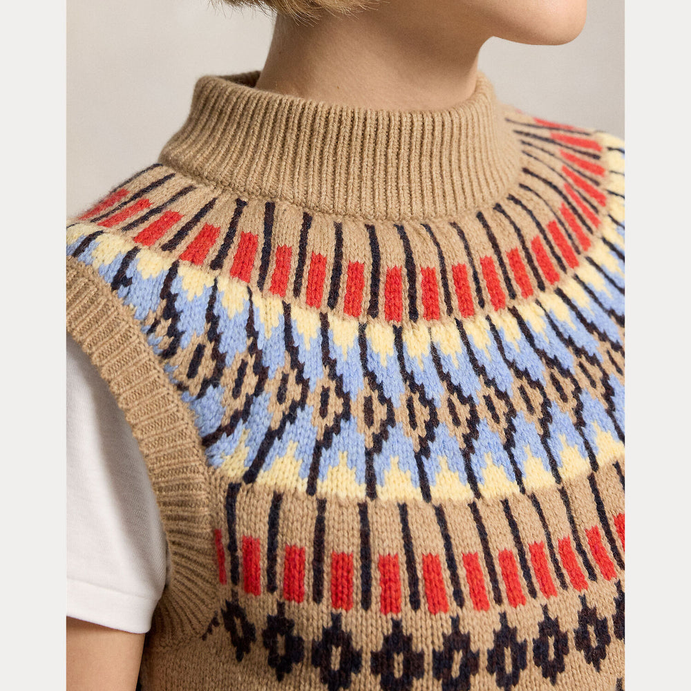 POLO Ralph Lauren Geo-Motif Mockneck Spencer – Bru-94% wol, 6% kasjmier-DAMES TRUIEN & VESTEN-Bruin