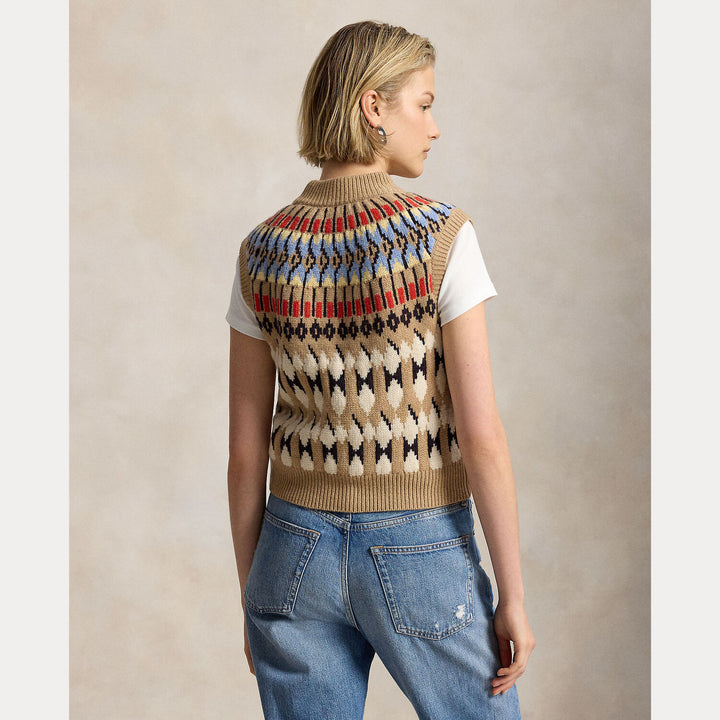 POLO Ralph Lauren Geo-Motif Mockneck Spencer – Bru-94% wol, 6% kasjmier-DAMES TRUIEN & VESTEN-Bruin