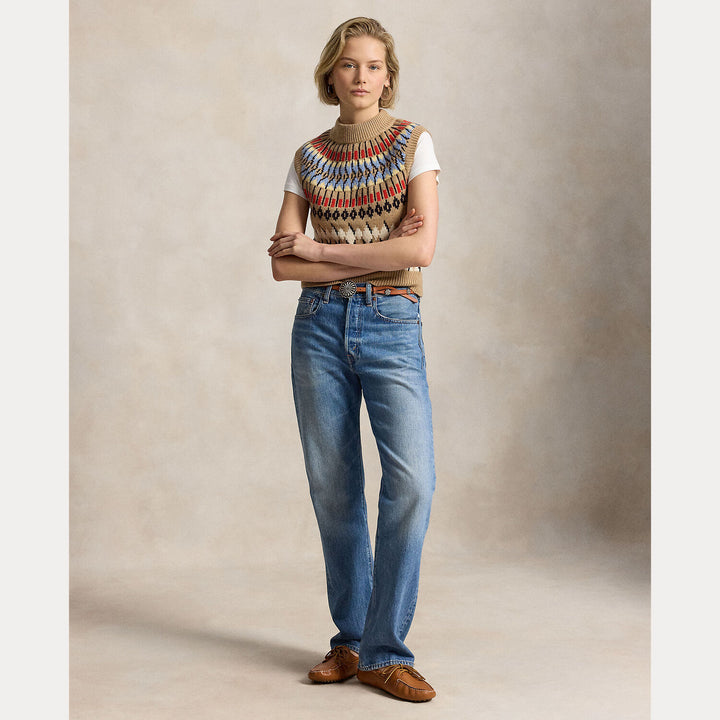 POLO Ralph Lauren Geo-Motif Mockneck Spencer – Bru-94% wol, 6% kasjmier-DAMES TRUIEN & VESTEN-Bruin