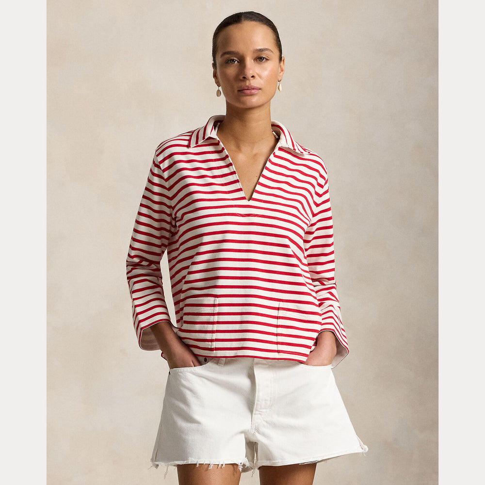 POLO Ralph Lauren Gestreept mariner T-shirt – Rood-100% katoen-DAMES TOPS & BLOUSES-Rood