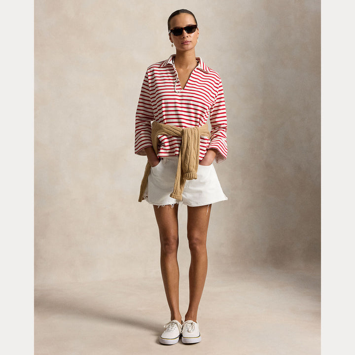 POLO Ralph Lauren Gestreept mariner T-shirt – Rood-100% katoen-DAMES TOPS & BLOUSES-Rood