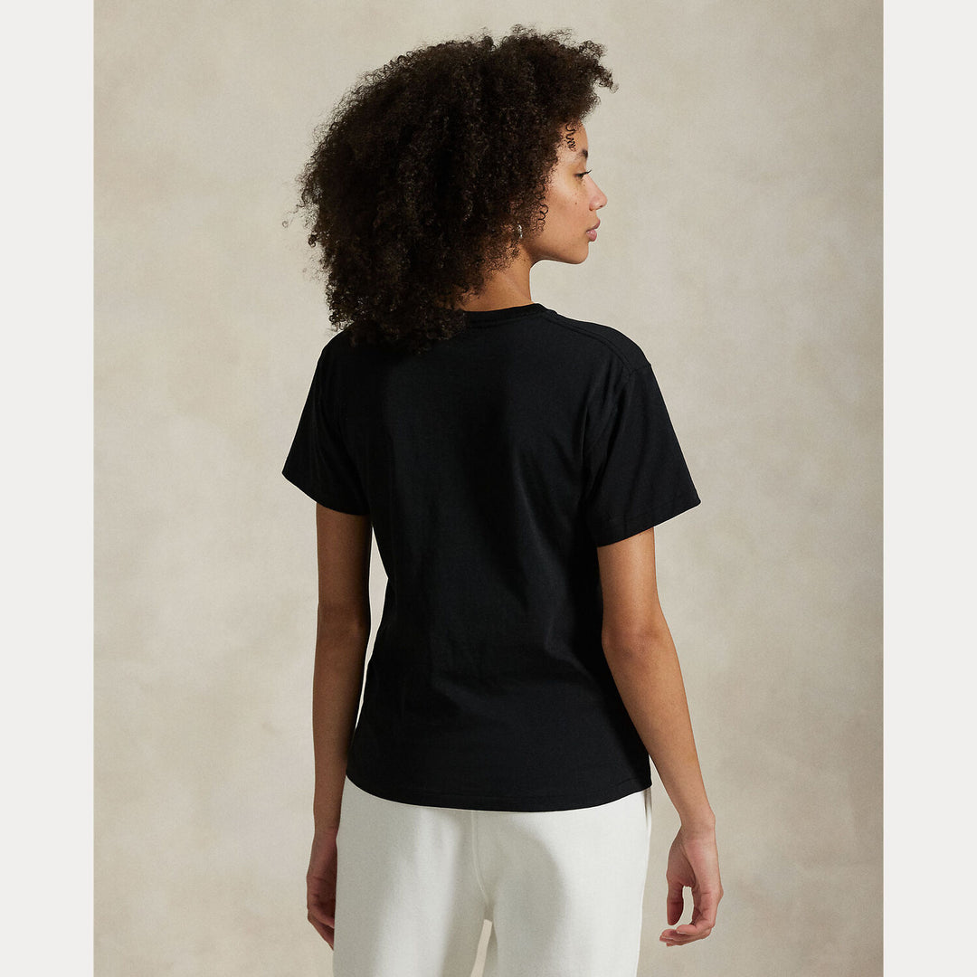 POLO Ralph Lauren Heritage Polo T‑shirt – Zwart-100% katoen-DAMES TOPS & BLOUSES-Zwart