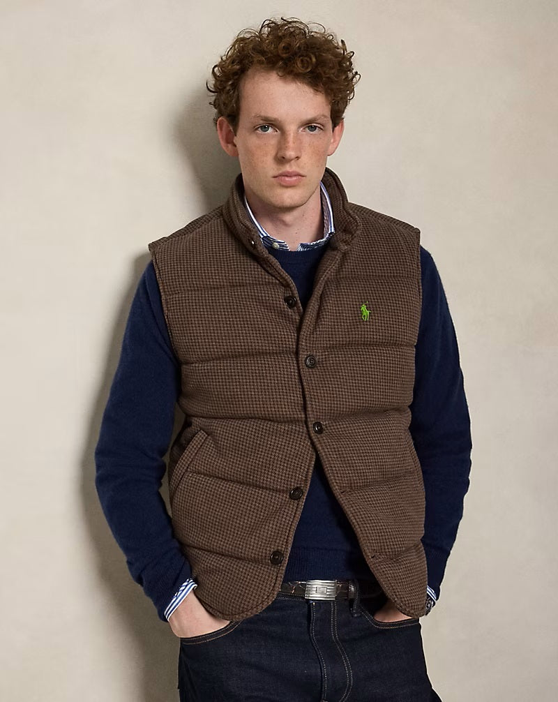 POLO Ralph Lauren Houndstooth Bodywarmer – Bruin-100% katoen <br />Voering: 100% nylon<br />Vulling: 100% polyester-HEREN