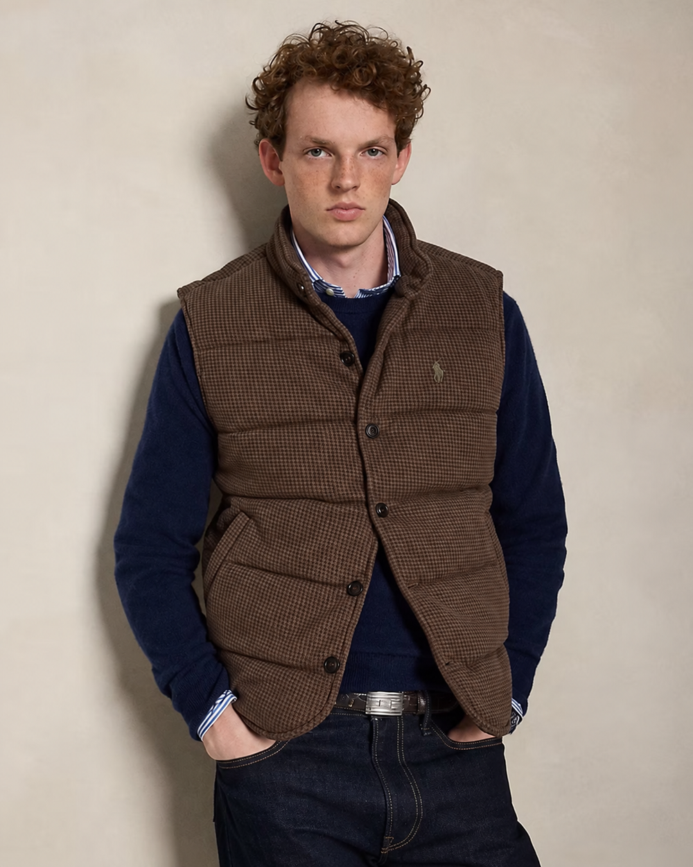 POLO Ralph Lauren Houndstooth Bodywarmer – Bruin-100% katoen <br />Voering: 100% nylon<br />Vulling: 100% polyester-HEREN