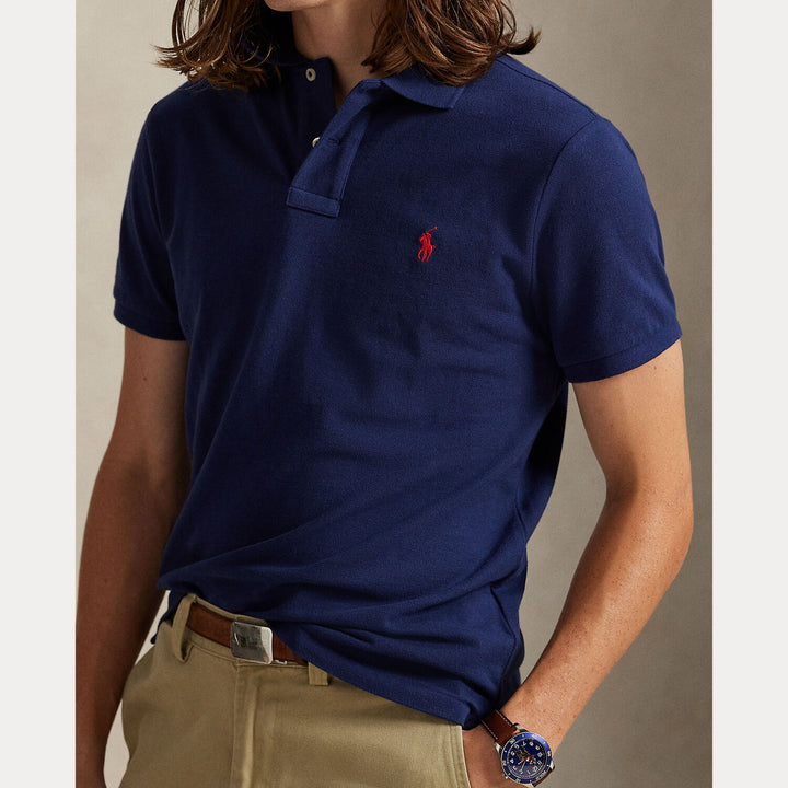 POLO Ralph Lauren – Iconic Mesh Polo Custom Slim-100% katoen-HEREN POLO'S & T-SHIRTS-Blauw